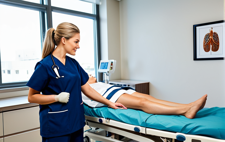 **
"A professional nurse in a modest navy blue scrub suit, attending to a patient in a bright, modern hospital room, fully clothed, appropriate attire, safe for work, perfect anatomy, natural proportions, professional medical photography, high quality."
**