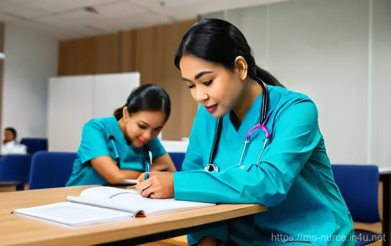 간호사의 연봉 협상 준비 서류 - **Prompt:** A highly professional and empowered Malaysian nurse, mid-shot, sitting at a clean, moder...