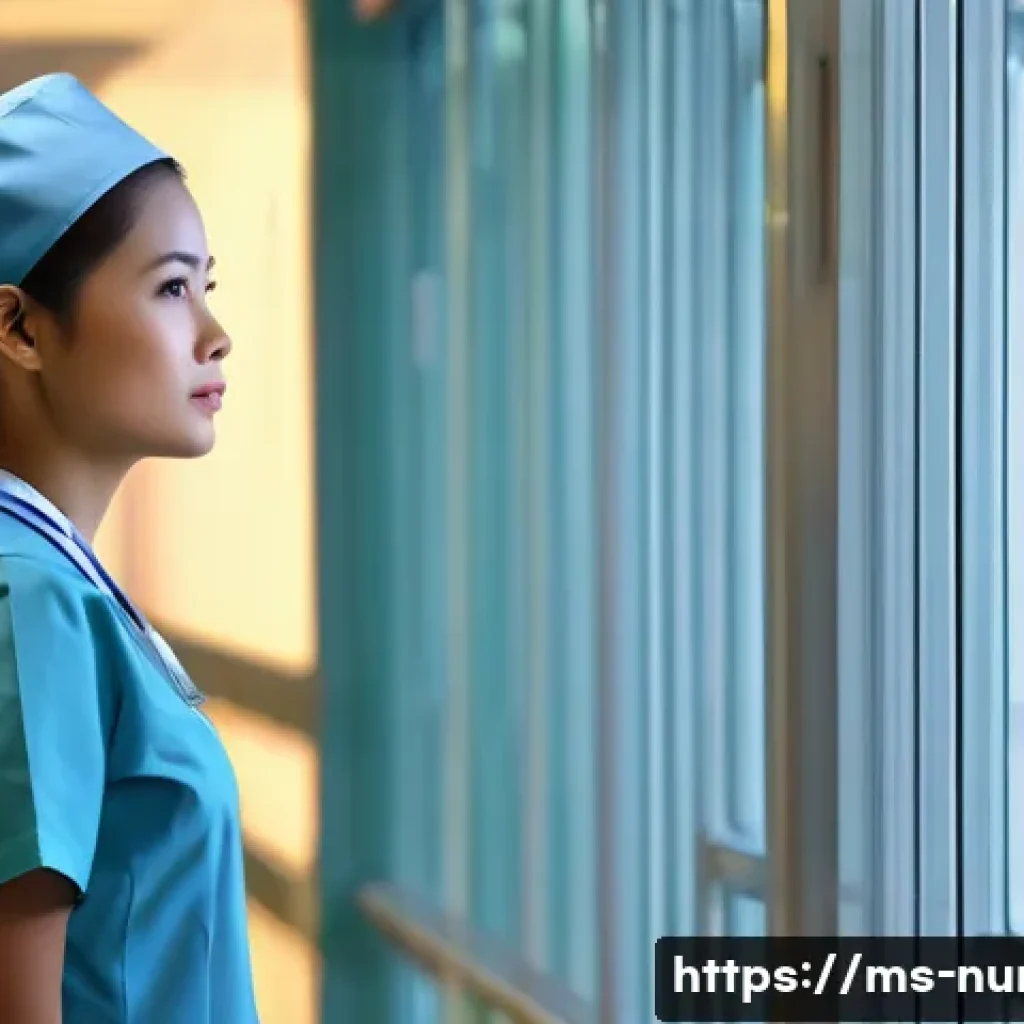 간호사 이직 성공 사례 - **Prompt 1: Contemplation Beyond the Ward**
    A Malaysian female nurse, appearing to be in her lat...