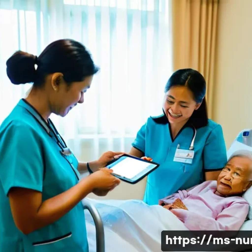 간호사의 환자 사례 관리 방법 - **Prompt:** A compassionate Malaysian nurse with a warm smile, wearing a standard light blue uniform...
