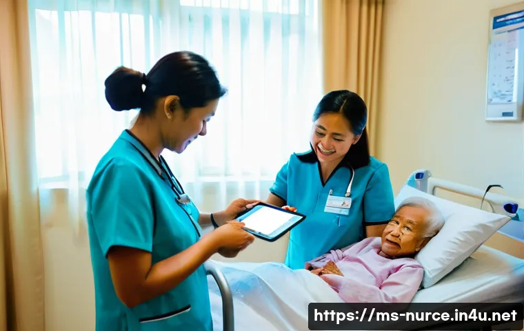 간호사의 환자 사례 관리 방법 - **Prompt:** A compassionate Malaysian nurse with a warm smile, wearing a standard light blue uniform...