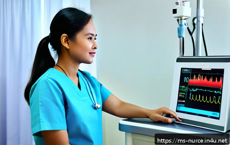 간호사 필수 중점 과목 정리 - A detailed and realistic hospital ICU scene in Malaysia showing a female Malay nurse in professional...