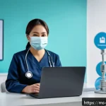 간호사 신규 채용 트렌드 - A modern Malaysian hospital interview scene showing a young Malay female nurse candidate wearing pro...